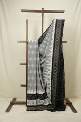 Grey Pochampalli Cotton Ikat Saree - SRGPCIS733