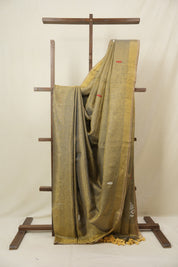 Mustard Tissue Linen Jamdani Saree - SRBTLJS157