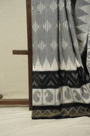 Grey Pochampalli Cotton Ikat Saree - SRGPCIS733