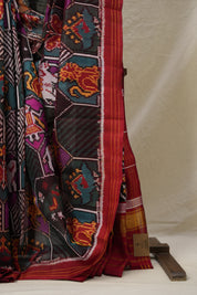 Green Maroon Rajkot Patola Silk Saree - SRGMRPSS564