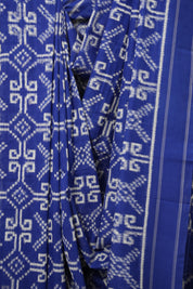 Blue White Pochampalli Cotton Ikat Saree - SRBWPCIS556