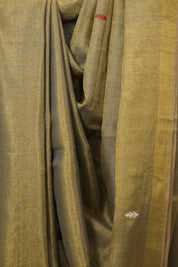 Mustard Tissue Linen Jamdani Saree - SRBTLJS157