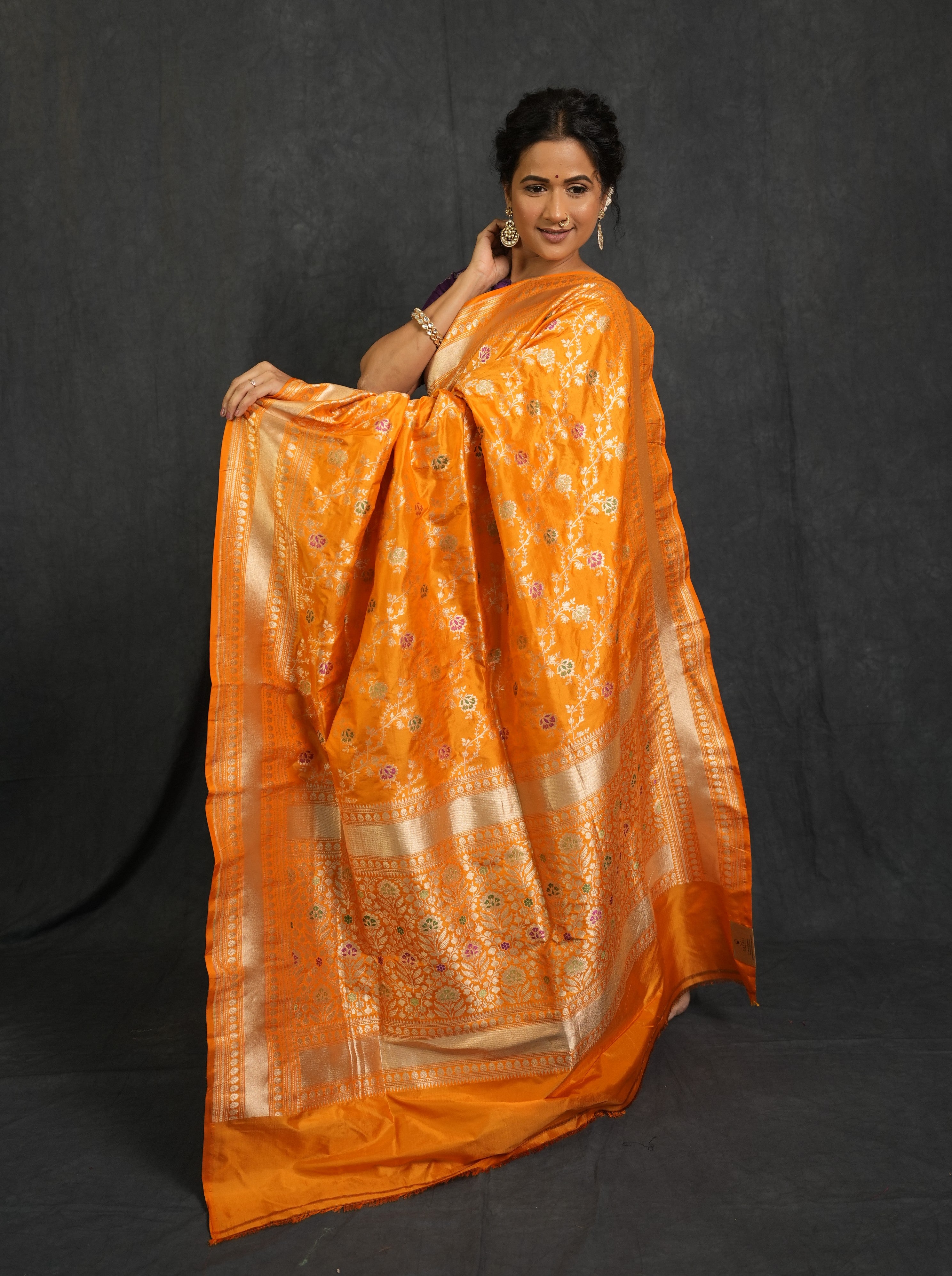 Orange Banarasi Silk Saree - SROBSS905