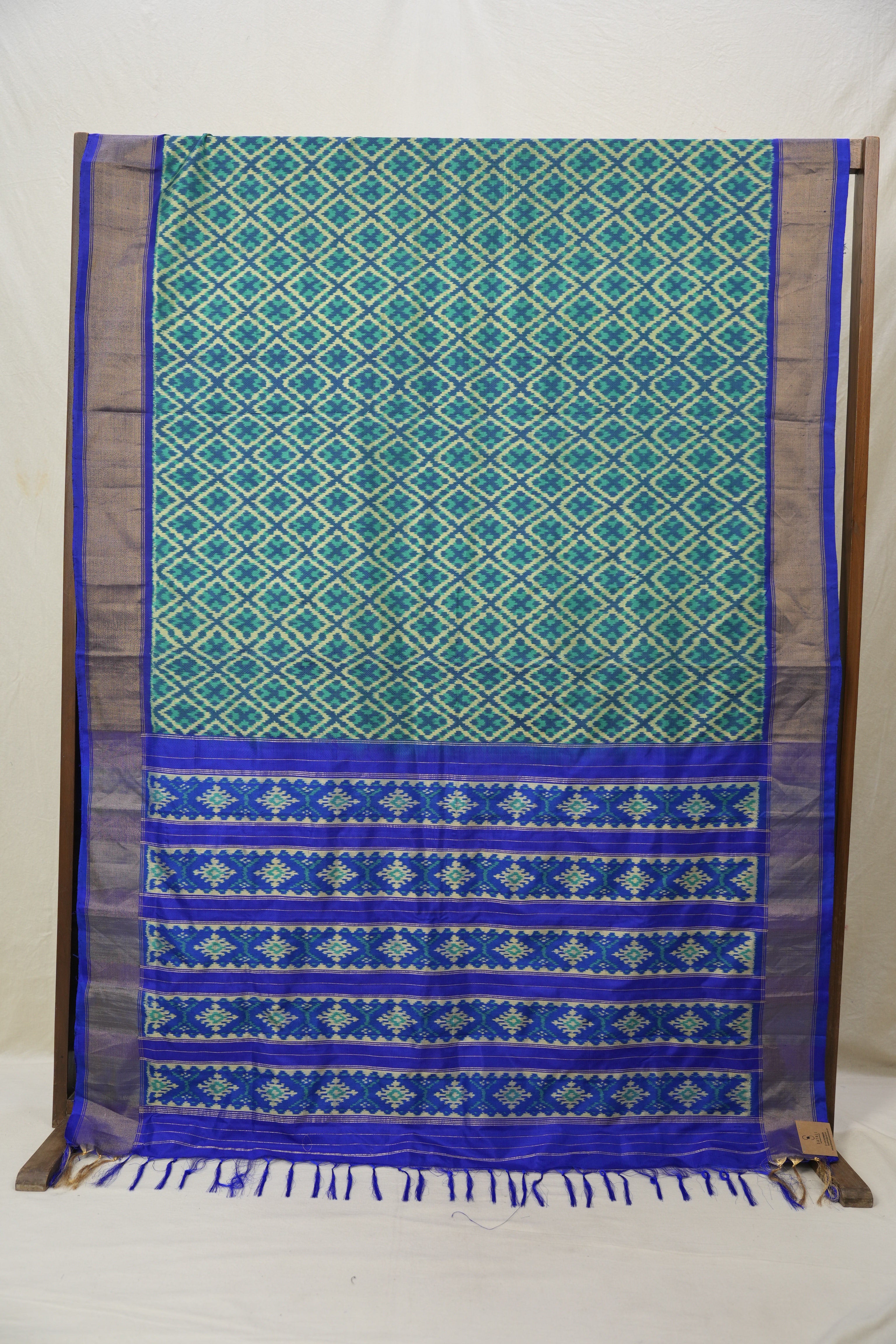 Blue Green Pochampalli Silk Ikat Saree - SRBGPSIS270