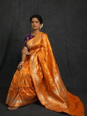 Orange Banarasi Silk Saree - SROBSS905