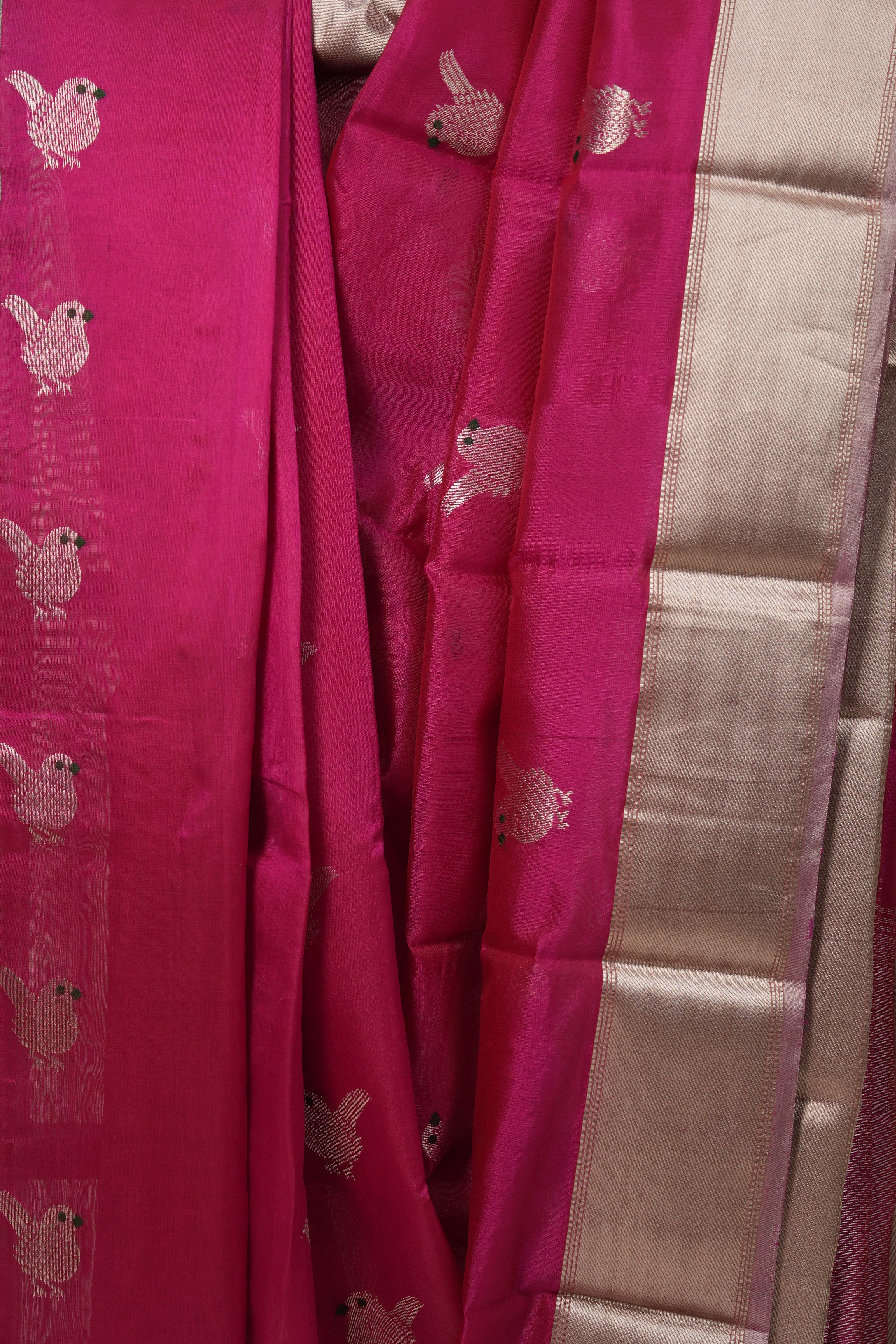 Fuchsia Pink Chanderi Silk Saree-SRFPCSS169