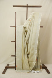 Cream Tissue Linen Jamdani Saree - SRCTLJS159