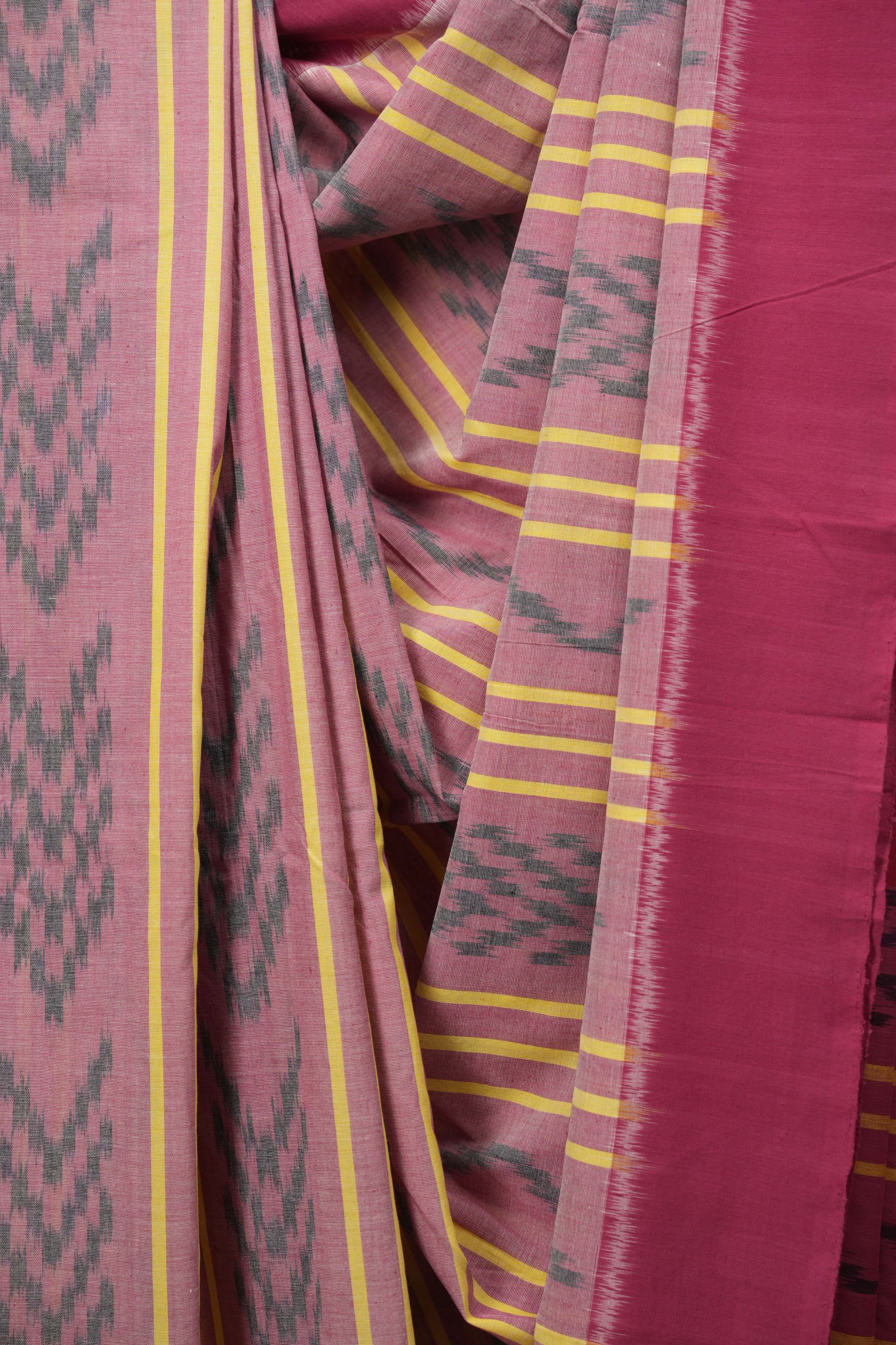 Light Pink Pochampalli Cotton Ikat Saree - SRLPPCIS734