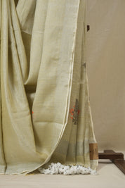 Cream Tissue Linen Jamdani Saree - SRCTLJS159