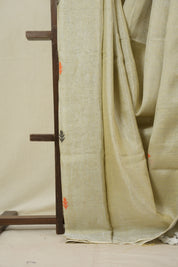 Cream Tissue Linen Jamdani Saree - SRCTLJS159