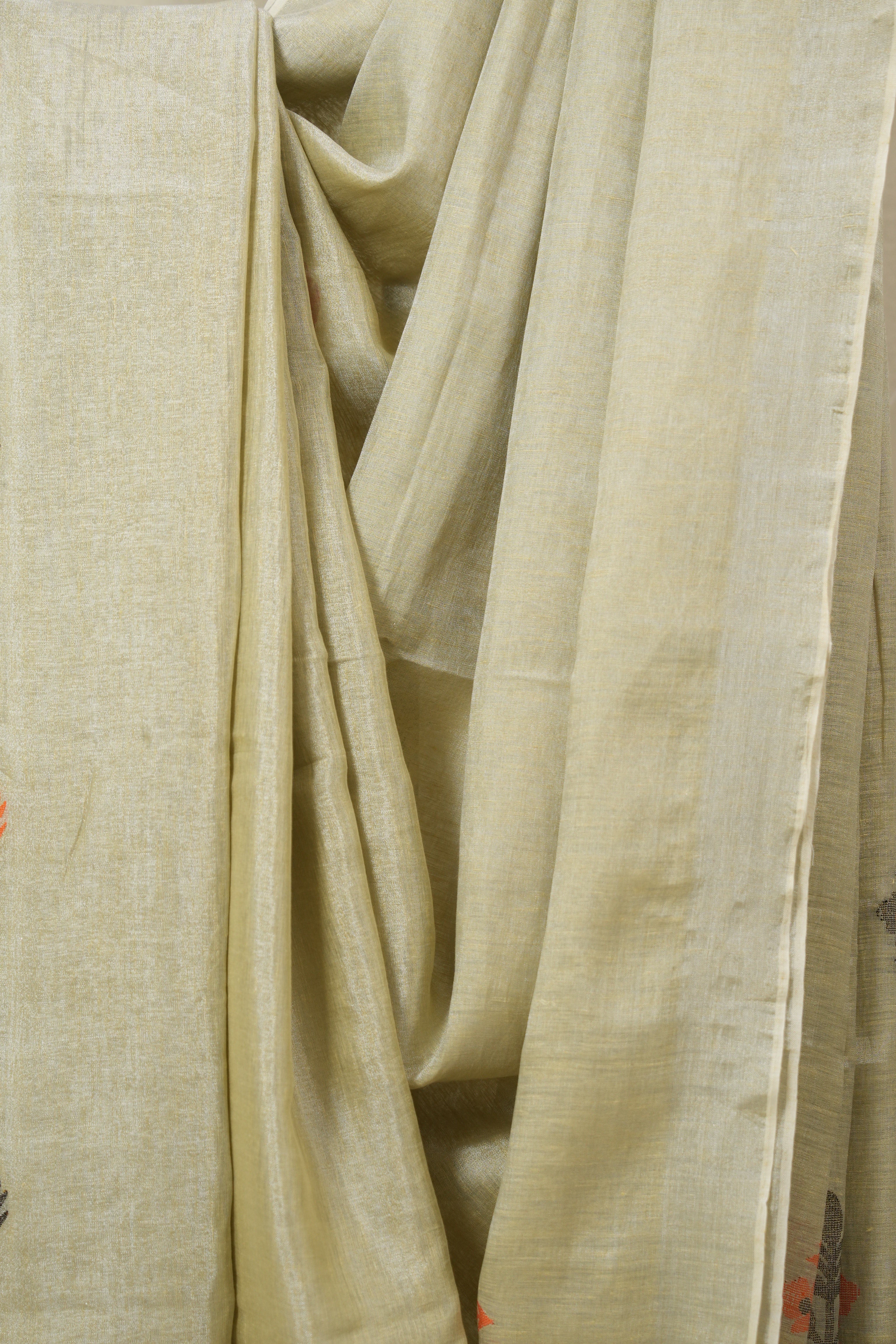 Cream Tissue Linen Jamdani Saree - SRCTLJS159