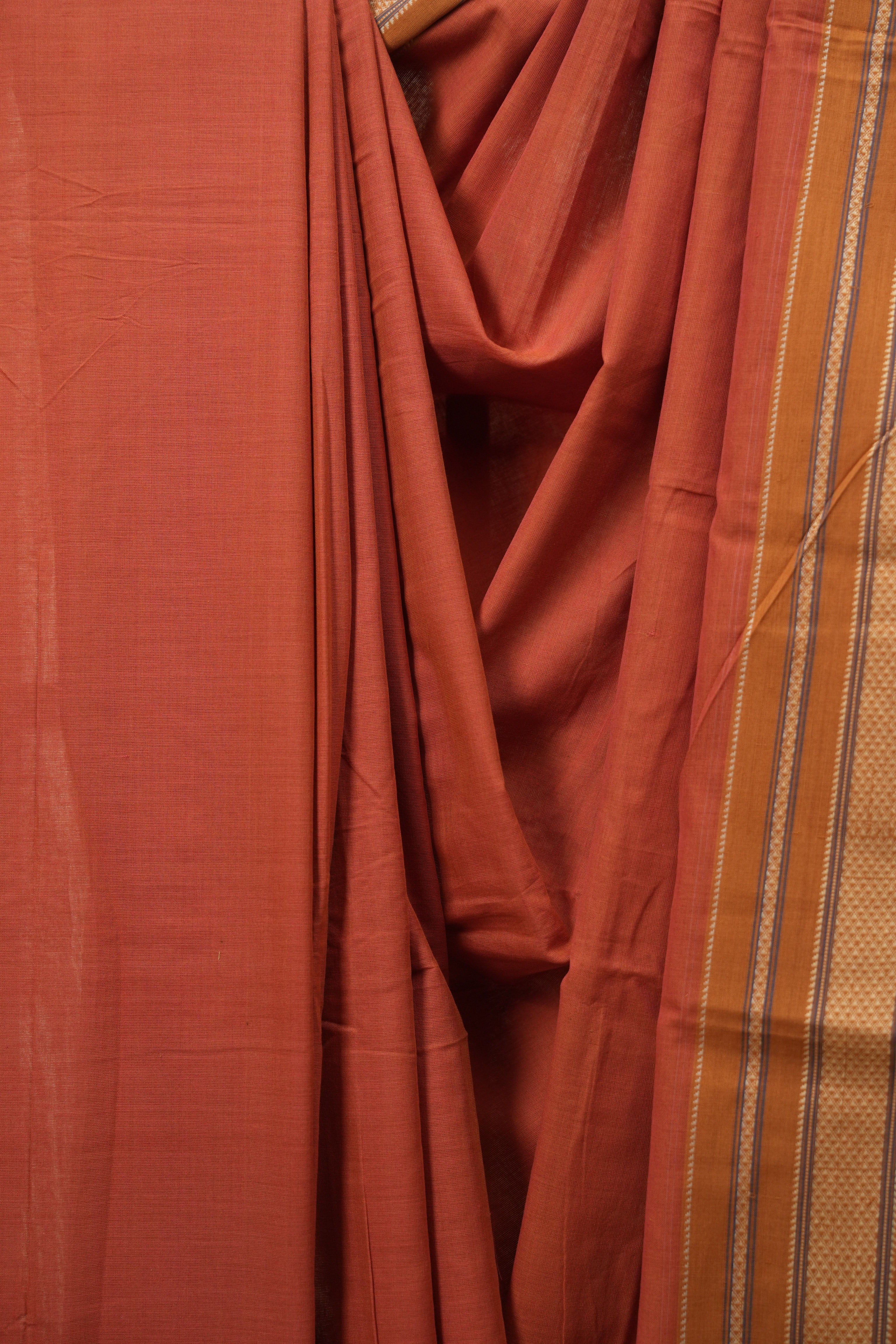 Orange Cotton IIkal Saree - SROCIS1111