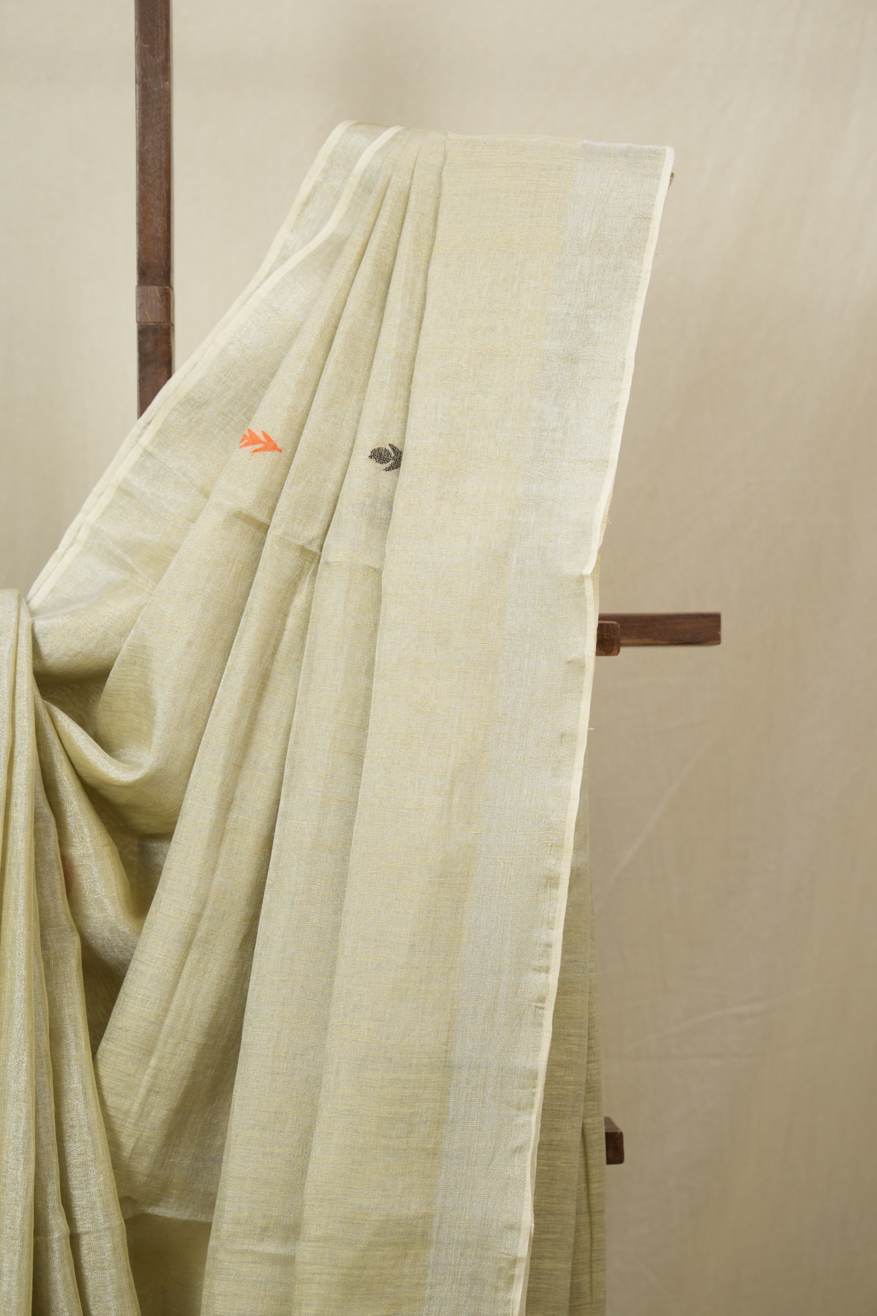 Cream Tissue Linen Jamdani Saree - SRCTLJS159