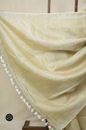 Cream Tissue Linen Jamdani Saree - SRCTLJS159