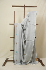 Grey Tissue Linen Jamdani Saree - SRGTLJS155