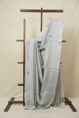 Grey Tissue Linen Jamdani Saree - SRGTLJS155