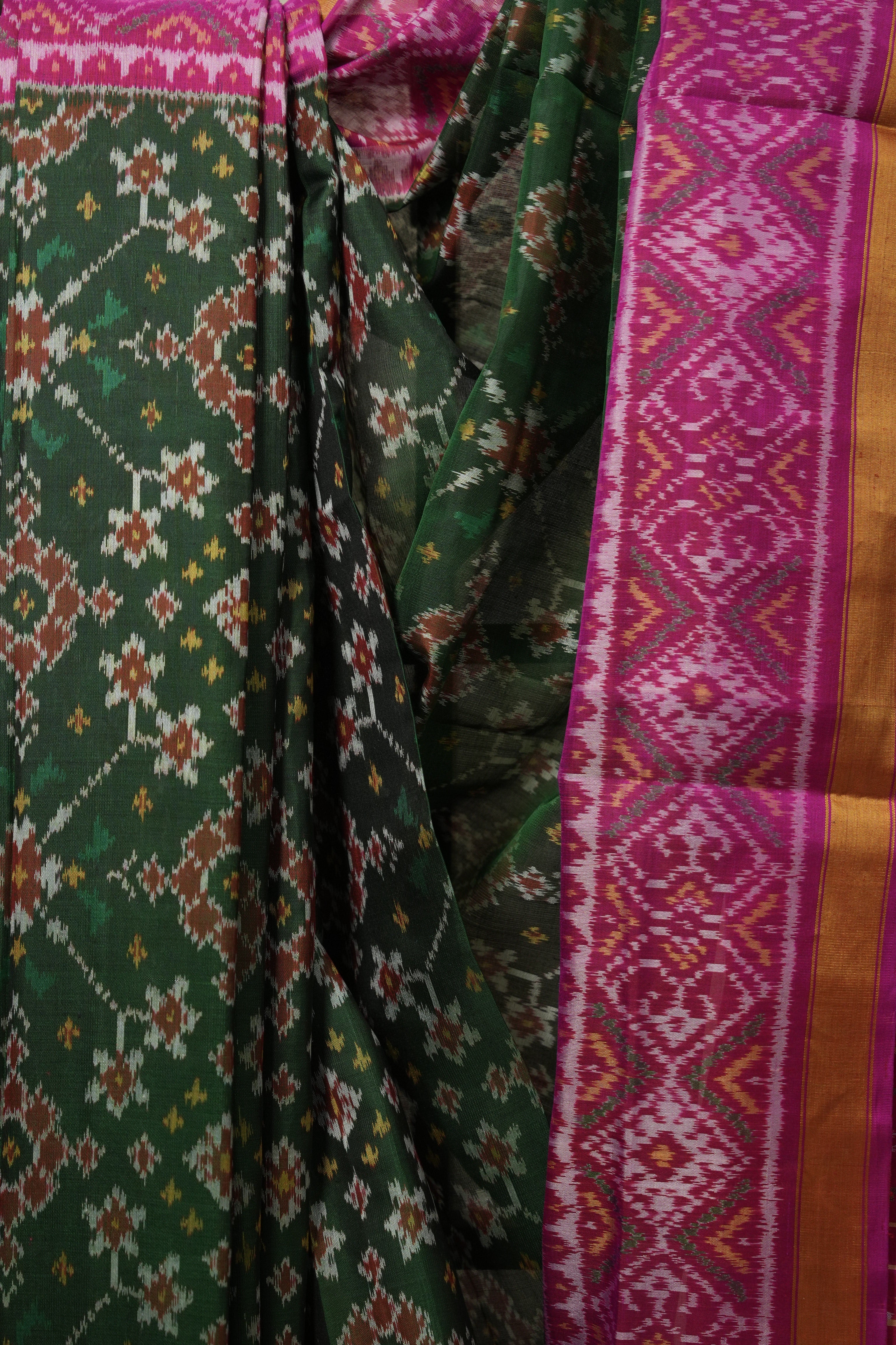 Green Rani Pink Rajkot Patola Silk Saree - SRGRPRPSS556