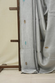 Grey Tissue Linen Jamdani Saree - SRGTLJS155