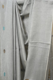 Grey Tissue Linen Jamdani Saree - SRGTLJS155