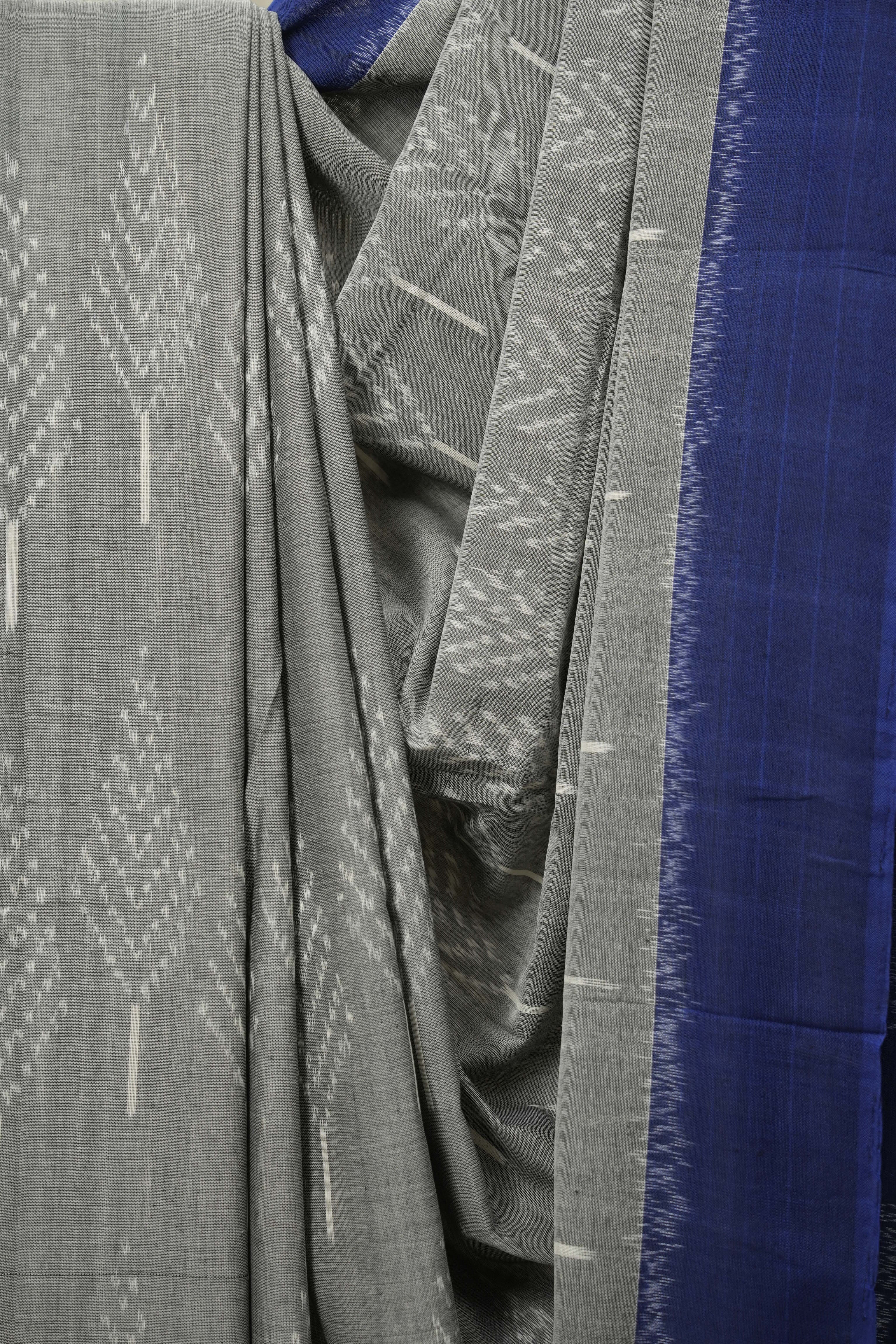 Grey Pochampalli Cotton Ikat Saree - SRGPCIS742