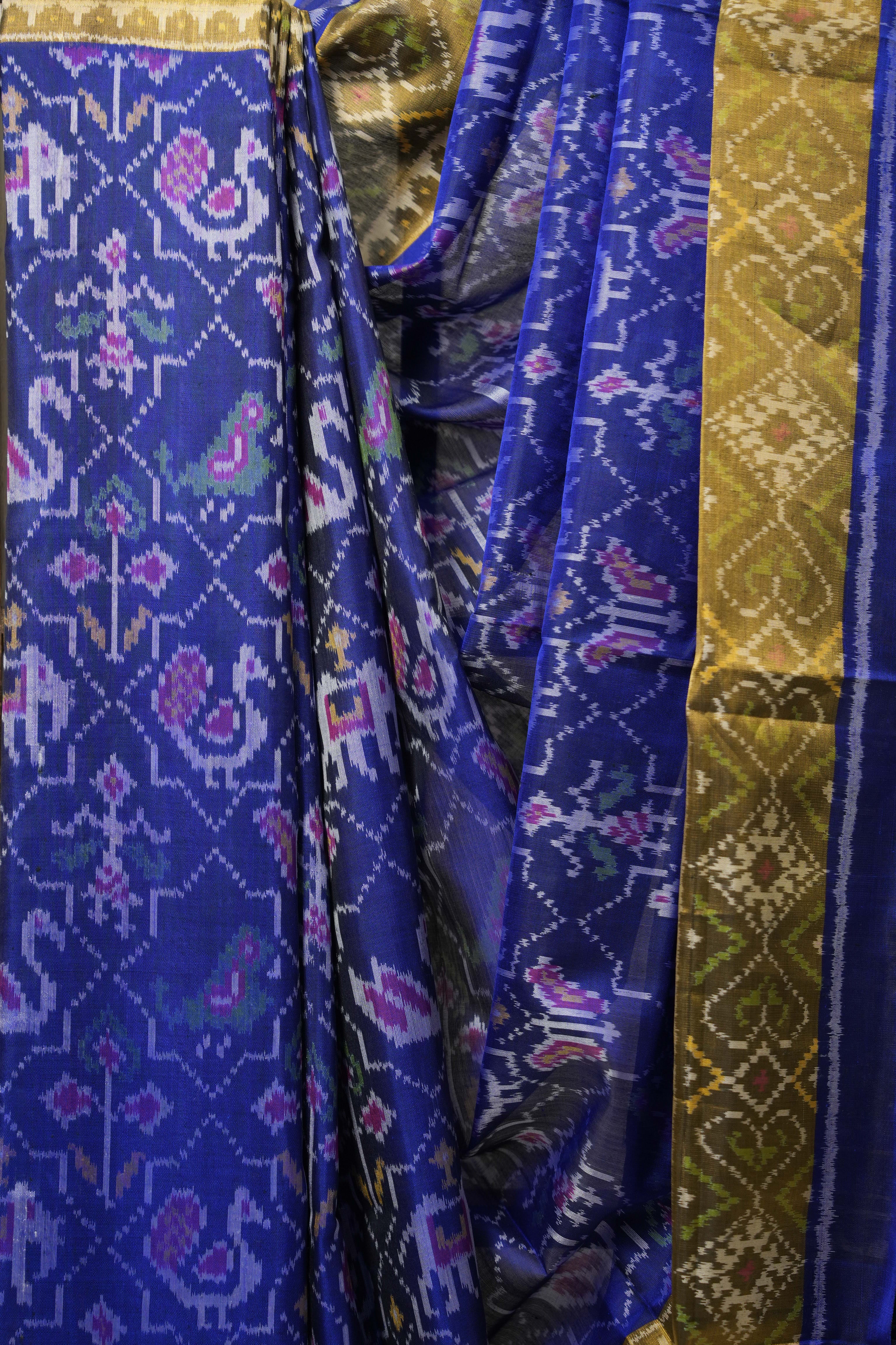 Navy Blue Rajkot Patola Silk Saree - SRNBRPSS558