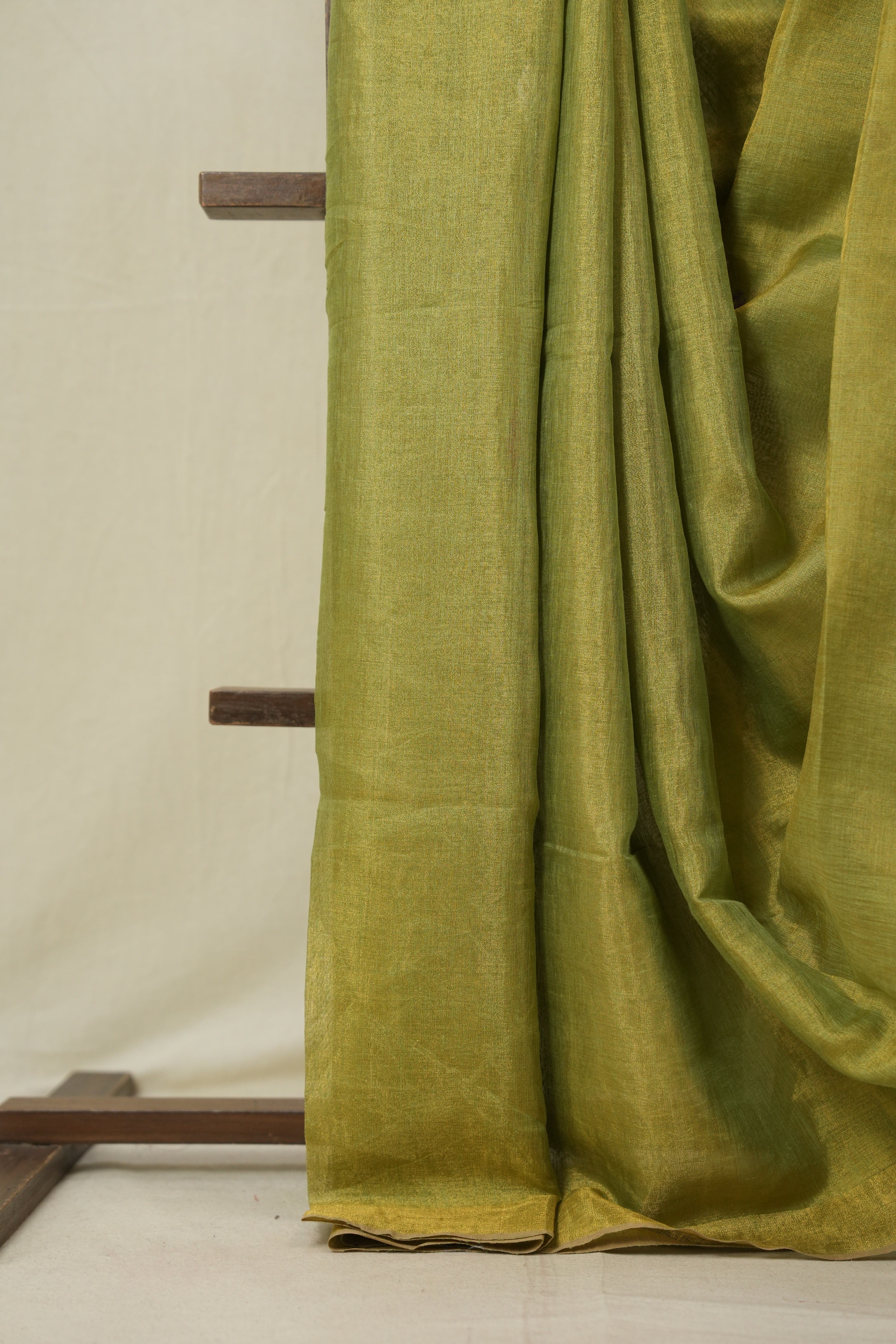 Gold Green Tissue Linen Jamdani Saree - SRGRTLJS156