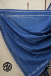 Teal White Pochampalli Cotton Ikat Saree - SRTWPCIS557