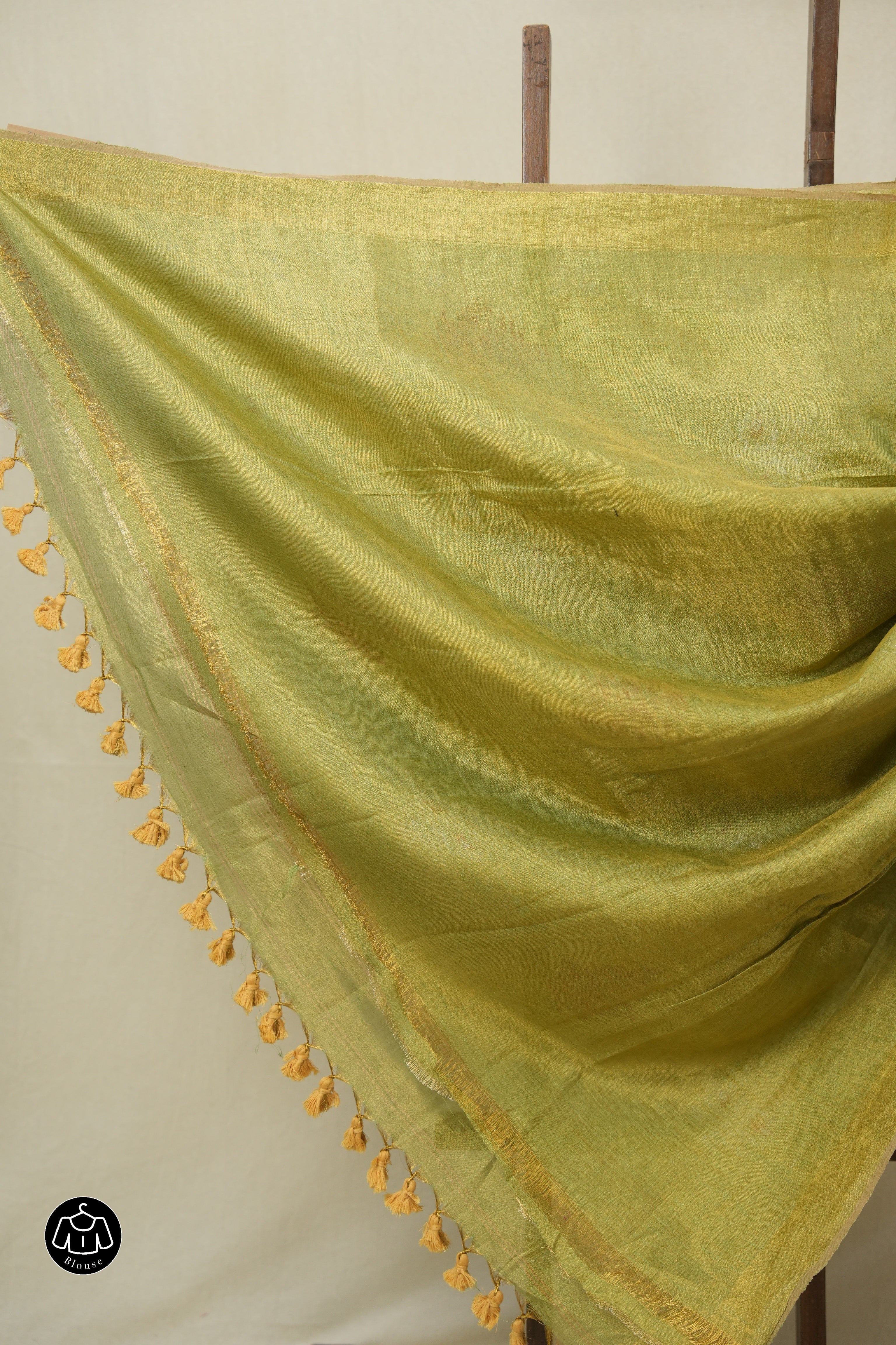 Gold Green Tissue Linen Jamdani Saree - SRGRTLJS156