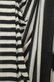 Black White Pochampalli Cotton Ikat Saree - SRBWPCIS743