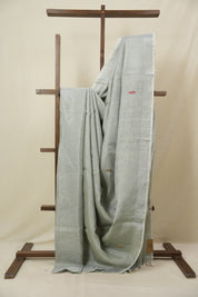 Sage Green Tissue Linen Jamdani Saree - SRSGTLJS154