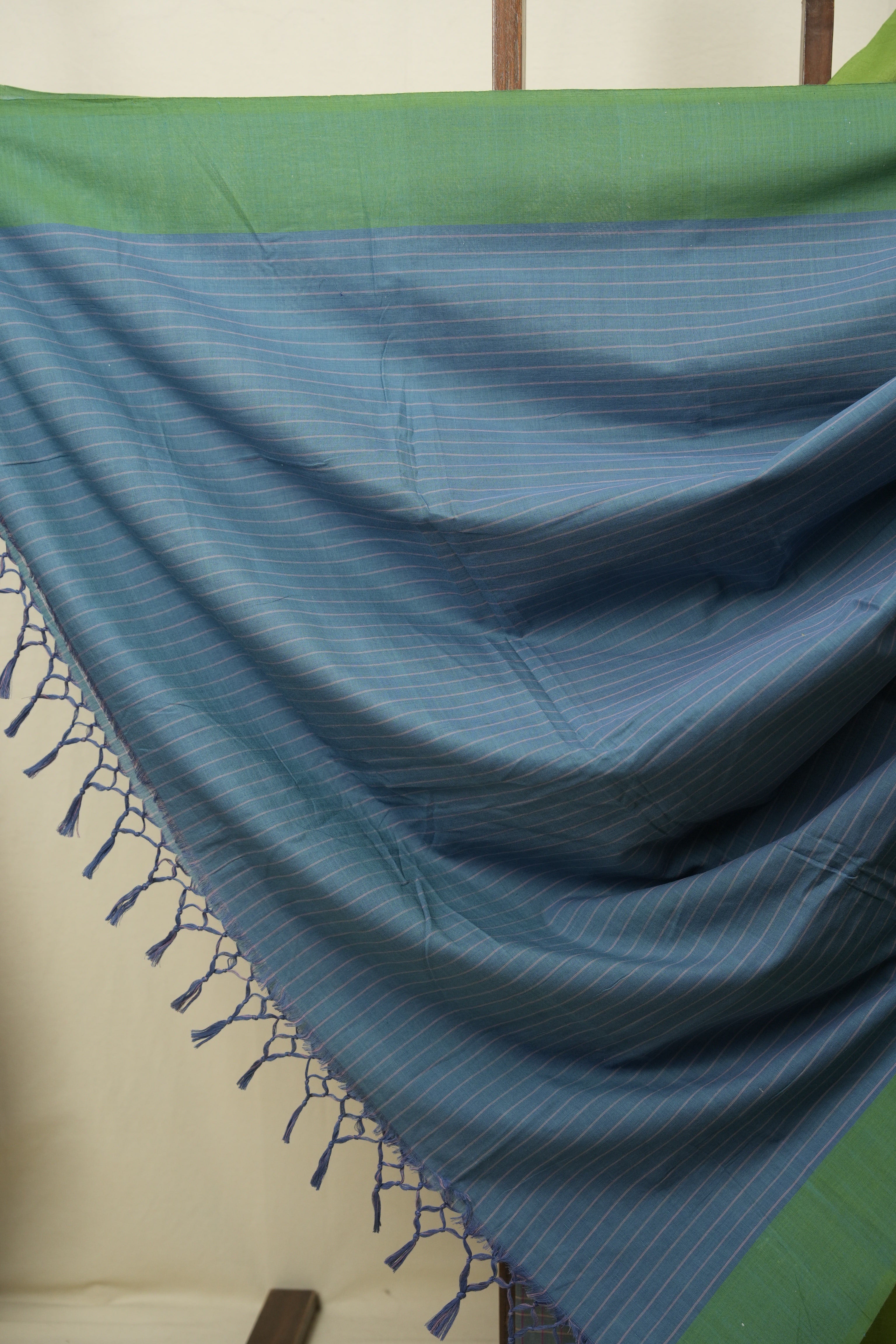 Green - Blue Cotton IIkal Saree - SRGBCIS1113