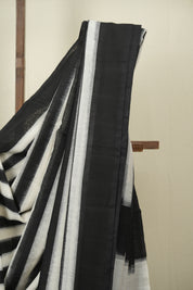 Black White Pochampalli Cotton Ikat Saree - SRBWPCIS743