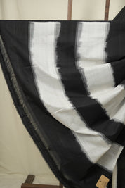 Black White Pochampalli Cotton Ikat Saree - SRBWPCIS743