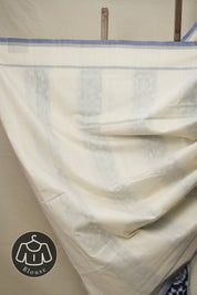 White Blue Pochampalli Cotton Ikat Saree - SRWBPCIS558