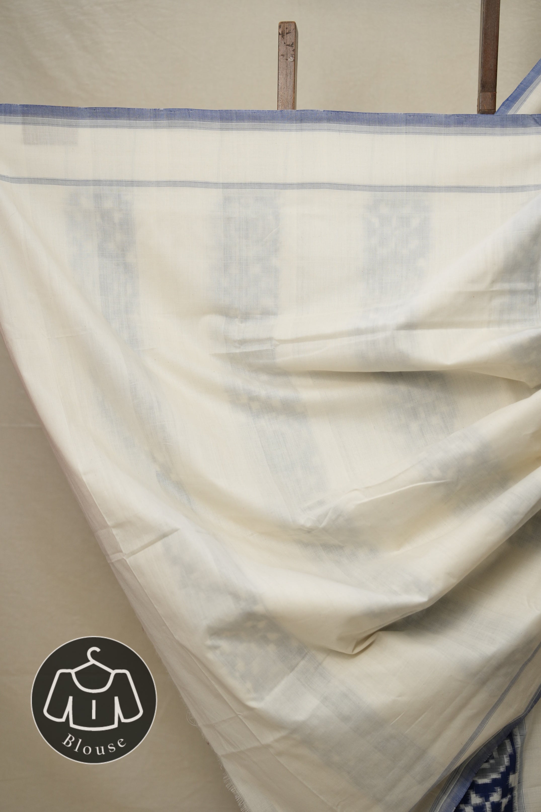 White Blue Pochampalli Cotton Ikat Saree - SRWBPCIS558