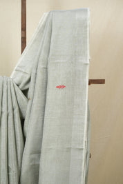 Sage Green Tissue Linen Jamdani Saree - SRSGTLJS154