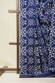 Blue - White Pochampalli Cotton Ikat Saree - SRBWPCIS599