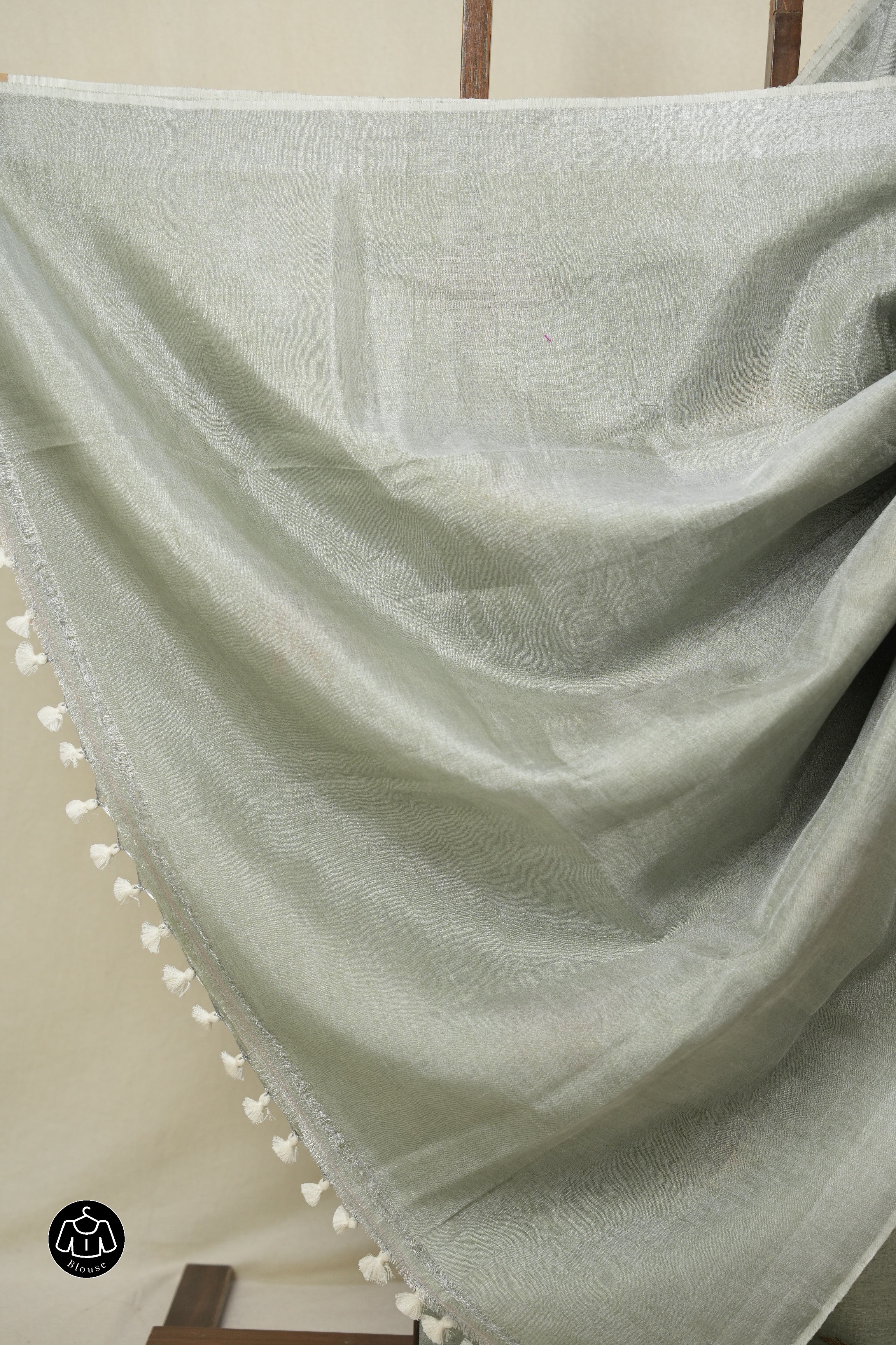 Sage Green Tissue Linen Jamdani Saree - SRSGTLJS154