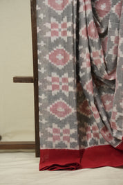 Grey Pochampalli Cotton Ikat Saree - SRGPCIS740