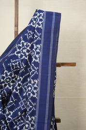 Blue - White Pochampalli Cotton Ikat Saree - SRBWPCIS599