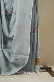 Blue Tissue Linen Jamdani Saree - SRBTLJS153