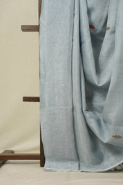 Blue Tissue Linen Jamdani Saree - SRBTLJS153