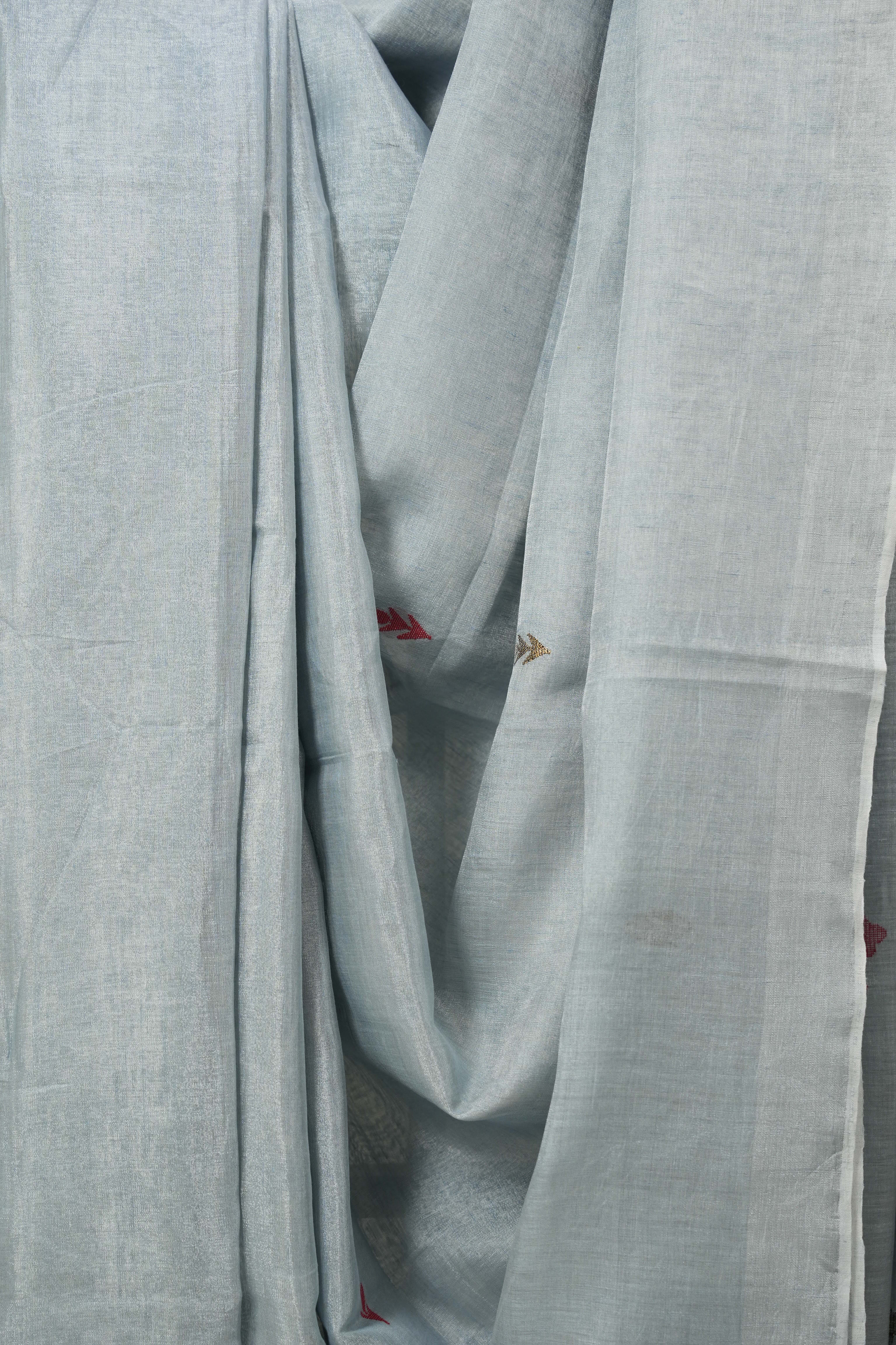 Blue Tissue Linen Jamdani Saree - SRBTLJS153