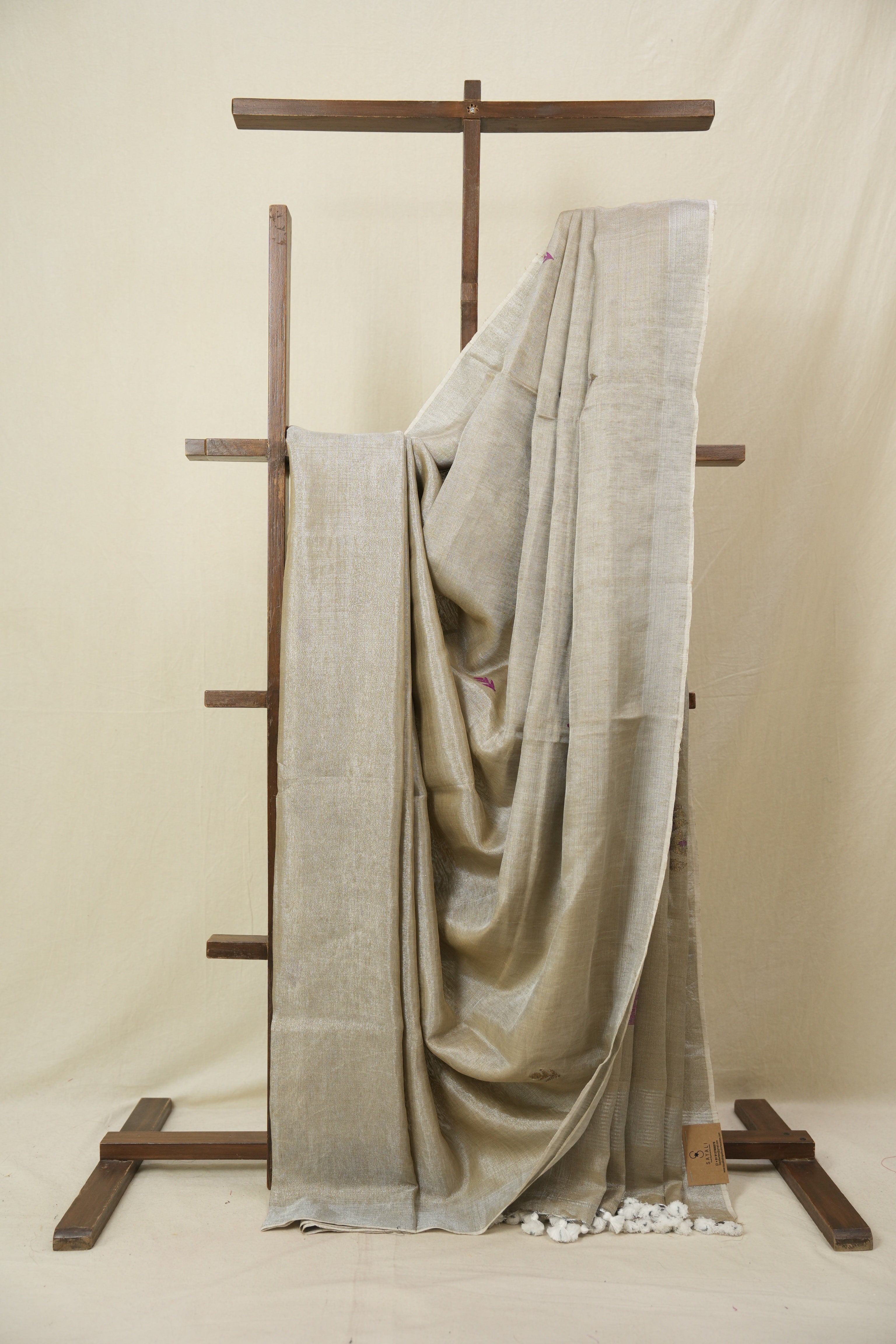 Sand Beige Tissue Linen Jamdani Saree - SRSBTLJS152