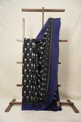 Black Grey Pochampalli Cotton Ikat Saree - SRBGPCIS568
