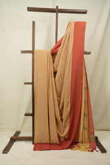 Brown- Yellow  Cotton IIkal Saree - SRYBCIS1158