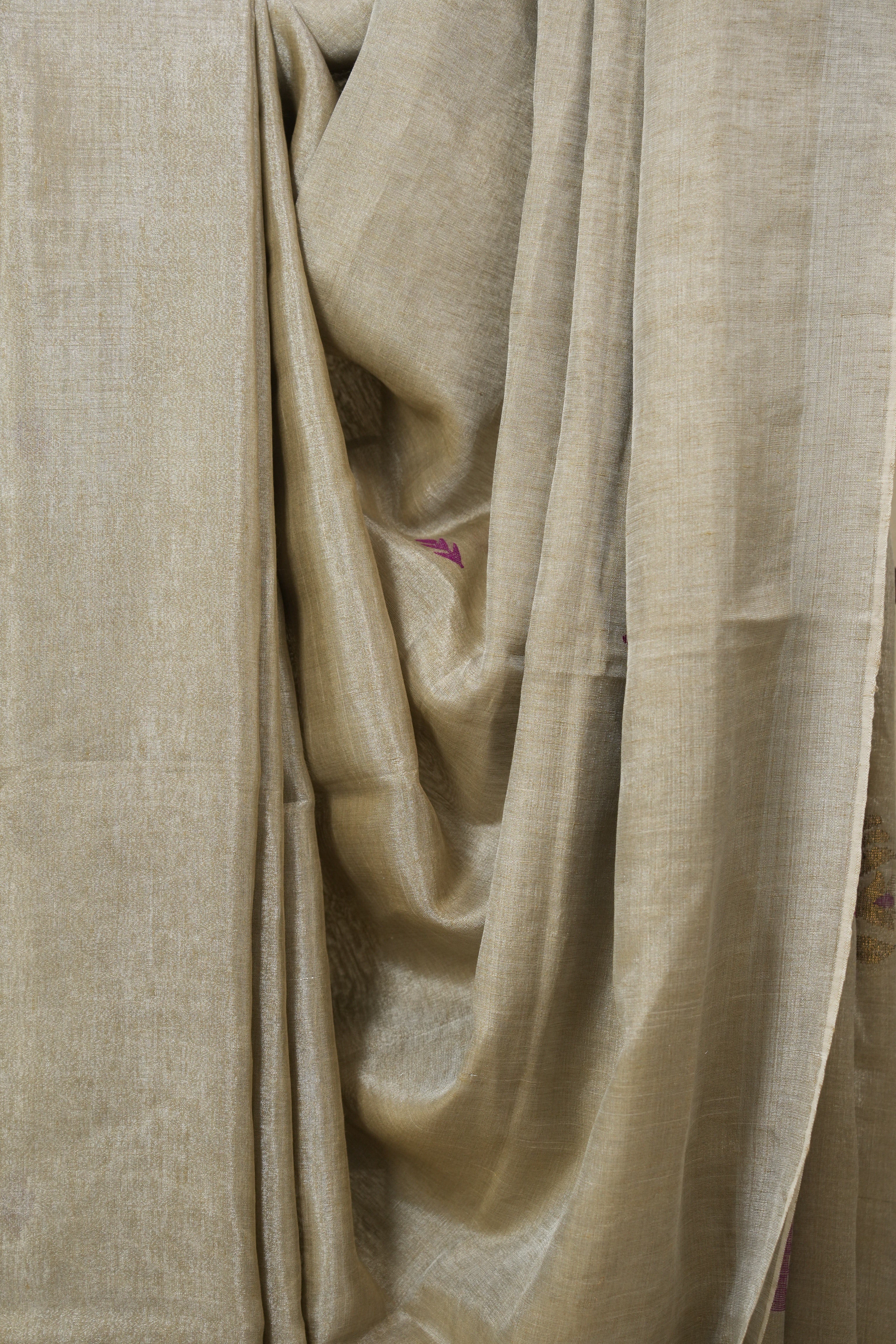 Sand Beige Tissue Linen Jamdani Saree - SRSBTLJS152
