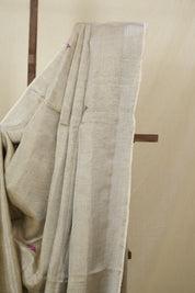 Sand Beige Tissue Linen Jamdani Saree - SRSBTLJS152