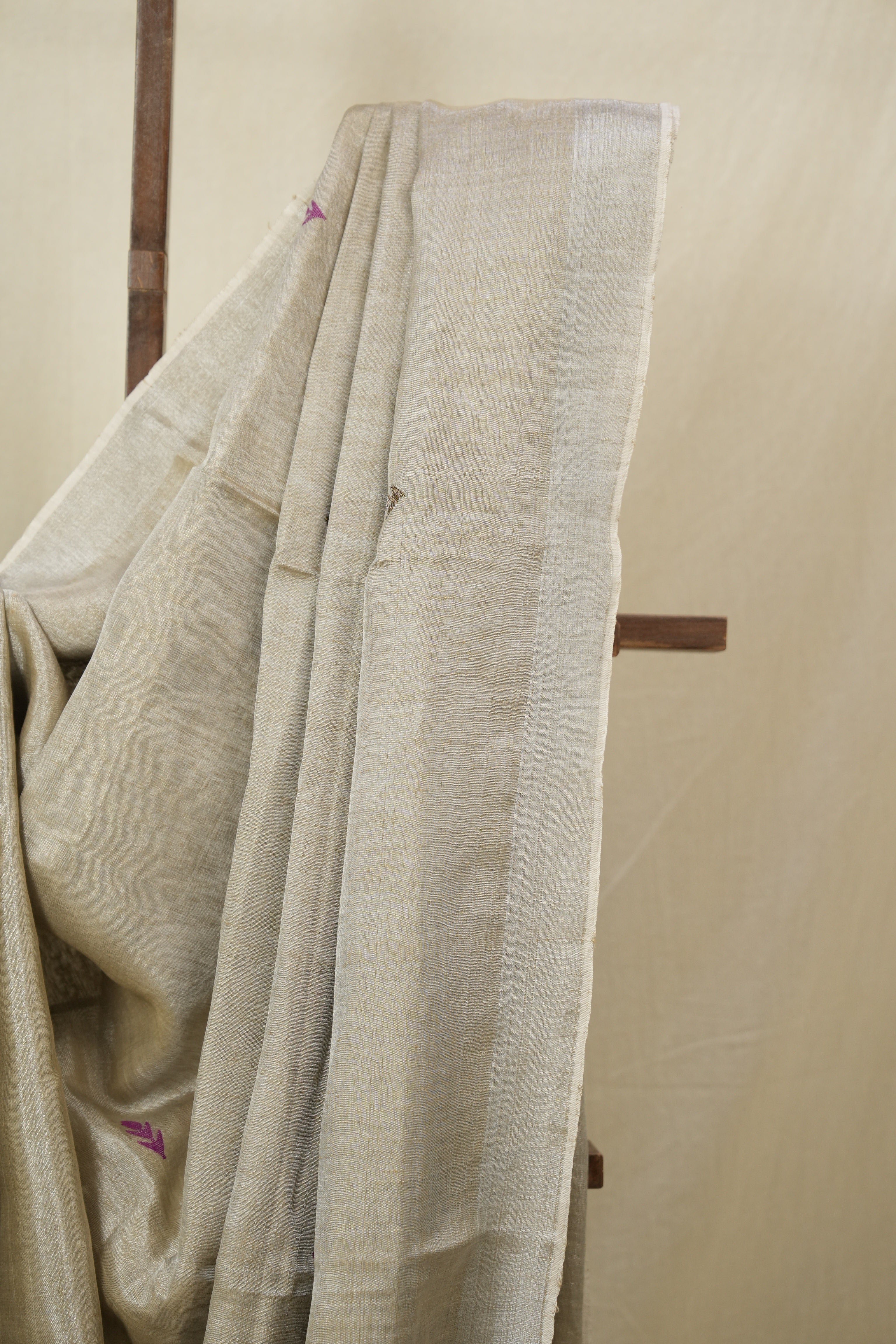 Sand Beige Tissue Linen Jamdani Saree - SRSBTLJS152
