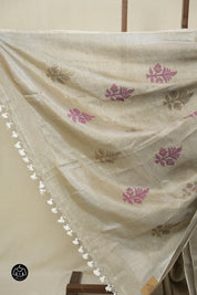 Sand Beige Tissue Linen Jamdani Saree - SRSBTLJS152
